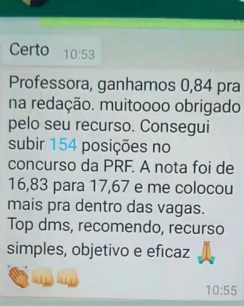 Depoimento de aluno aprovado